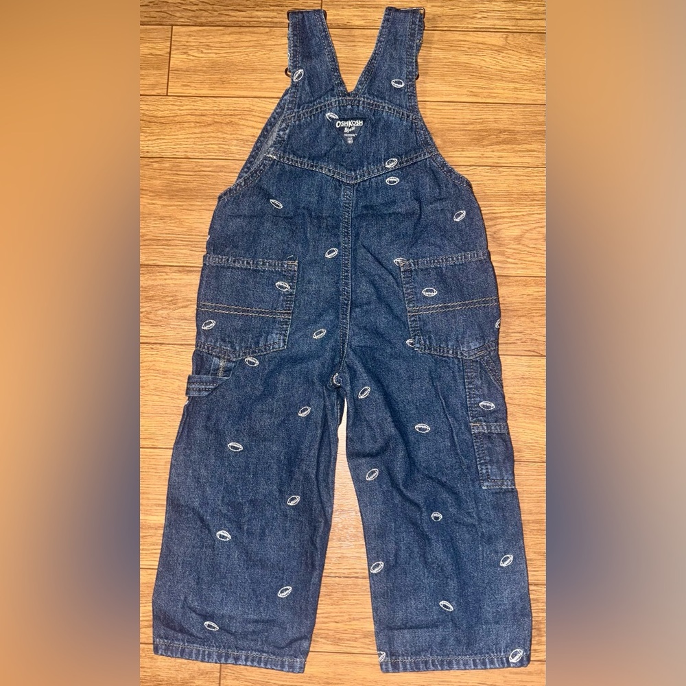 OSHKOSH B’GOSH Size 2T Denim Football Overalls - Picture 2 of 5